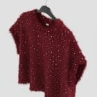 Κοντομάνικη Πλεκτή Μπλούζα με Παγιέτες & Χνουδωτή Υφή - ''Cozy Chic Sequin Tee''- AD