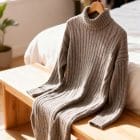 Πλεκτό Ζιβάγκο Πουλοβεροφόρεμα , Μαλακή υφή - ''Classic Turtleneck Pullover Dress'' - AD