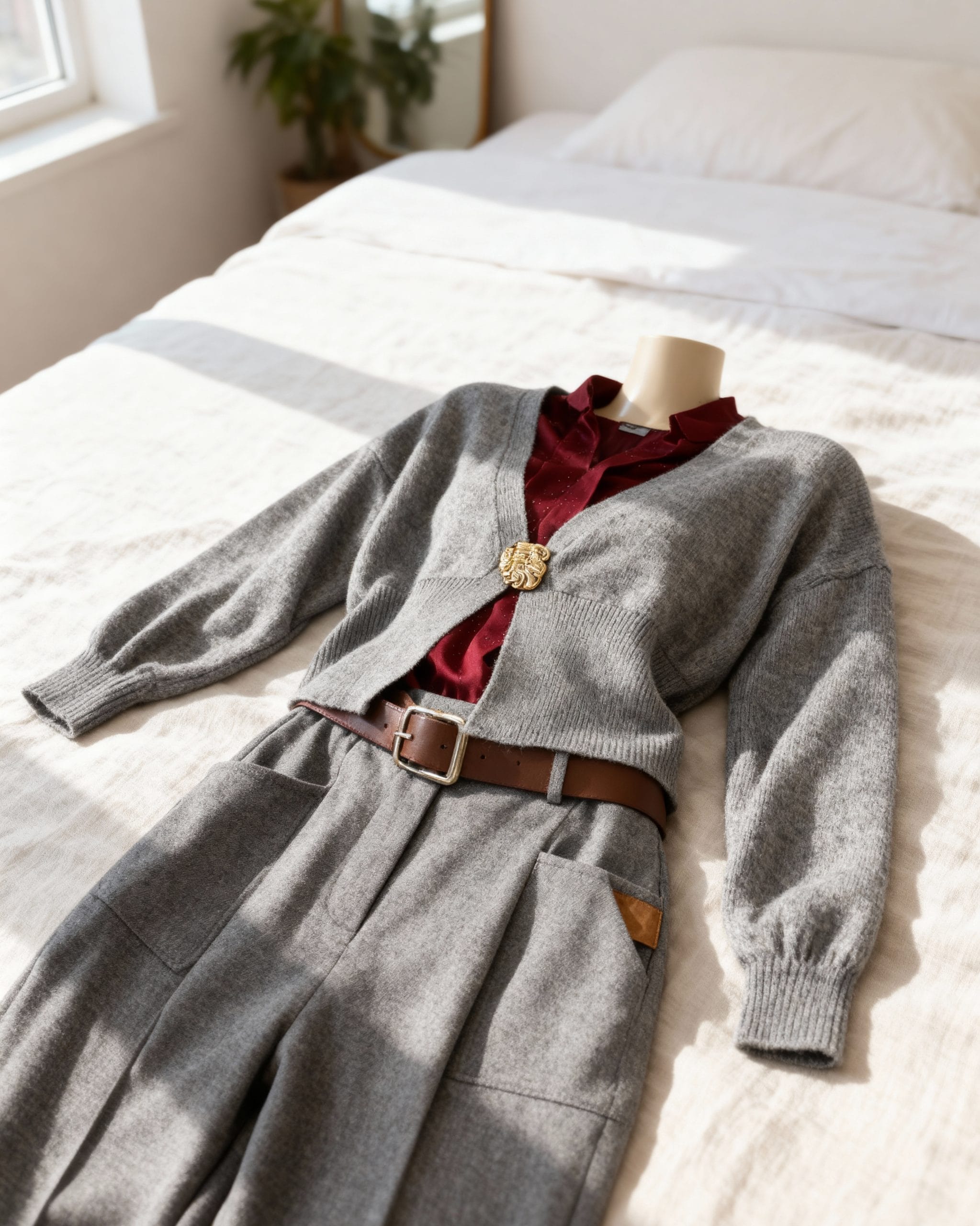 Ζακέτα , χρυσή καρφίτσα , Κομψότητα με χρυσή λεπτομέρεια - "Golden Pin Elegance Cardigan" - AD