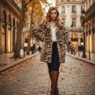 Κομψή οικολογική γούνα με γιακά και μαύρα κουμπιά , φόδρα - ''Noir Chic'' - AD