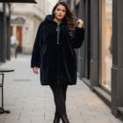 Οικολογική PLUS SIZE Γούνα με Φόδρα , Κουκούλα & Φερμουάρ - "EcoSoft Fur Hoodie'' - HO
