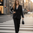 Oversize Blazer με Λευκή Ρίγα & Jogger Παντελόνι με Κορδόνι - ΄΄Urban Sporty Elegance Set΄΄ - AD
