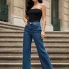 Τζίν με μπροστινή λάμψη στρας - "Shine Front Denim" - AD