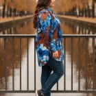 Plus Size Εμπριμέ πουκαμίσα με ασύμμετρο μήκος για άνεση και κίνηση - ΄΄FlowEase Print Tunic΄΄ - HO